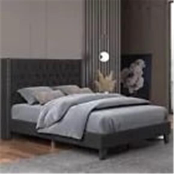 HBeeadd bForQueen Size Bed Frame with Tufted Upholstered Headboard - Black