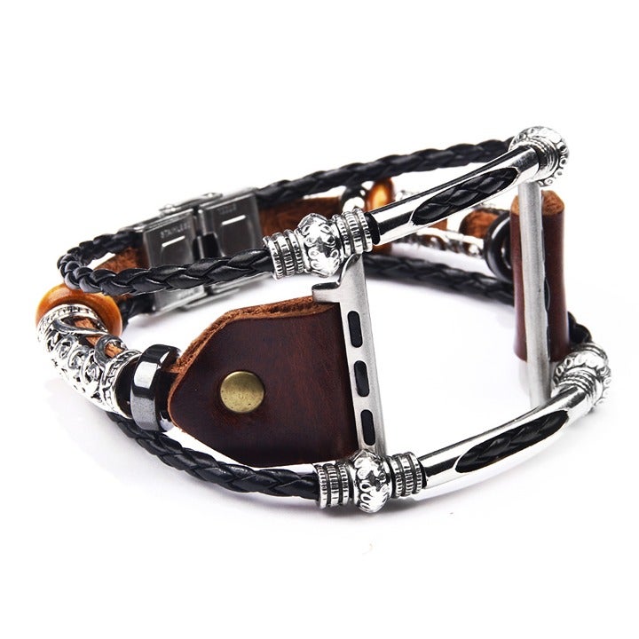 iwatch stainless steel buckle leather strap