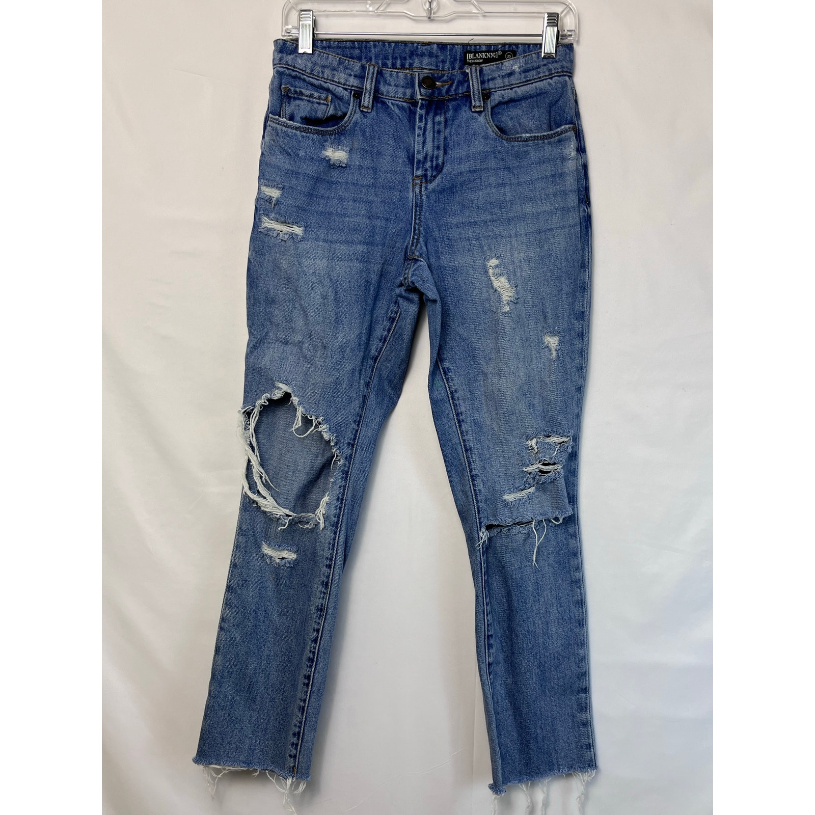 BLANKNYC Women's Size 25 The Ludlow Destroyed Cropped Girlfriend Denim Jeans