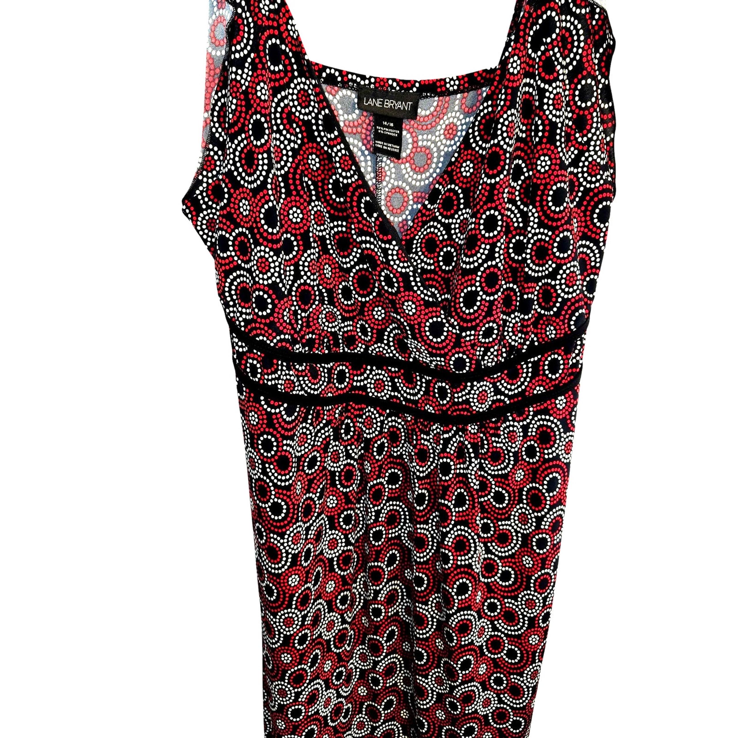 Lane Bryant 1X Women's Sleeveless Red Maxi BOHO Sun Dress Plus Size 14W 16W