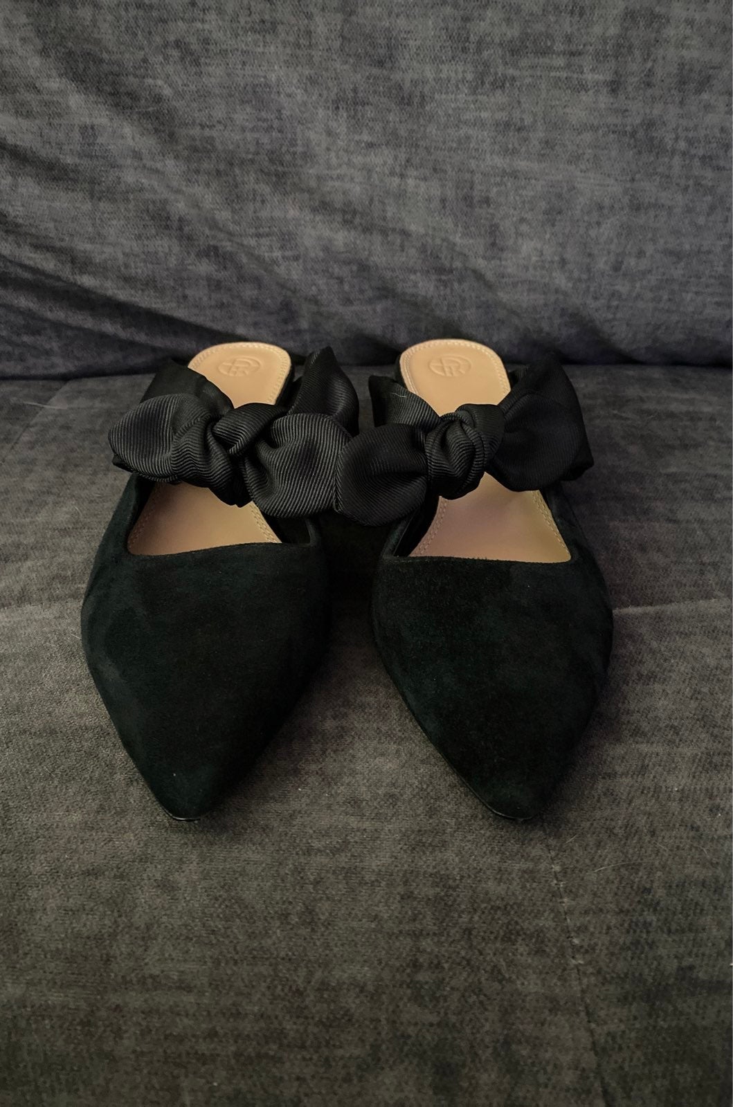 The Row Black Coco Suede Moire Mules