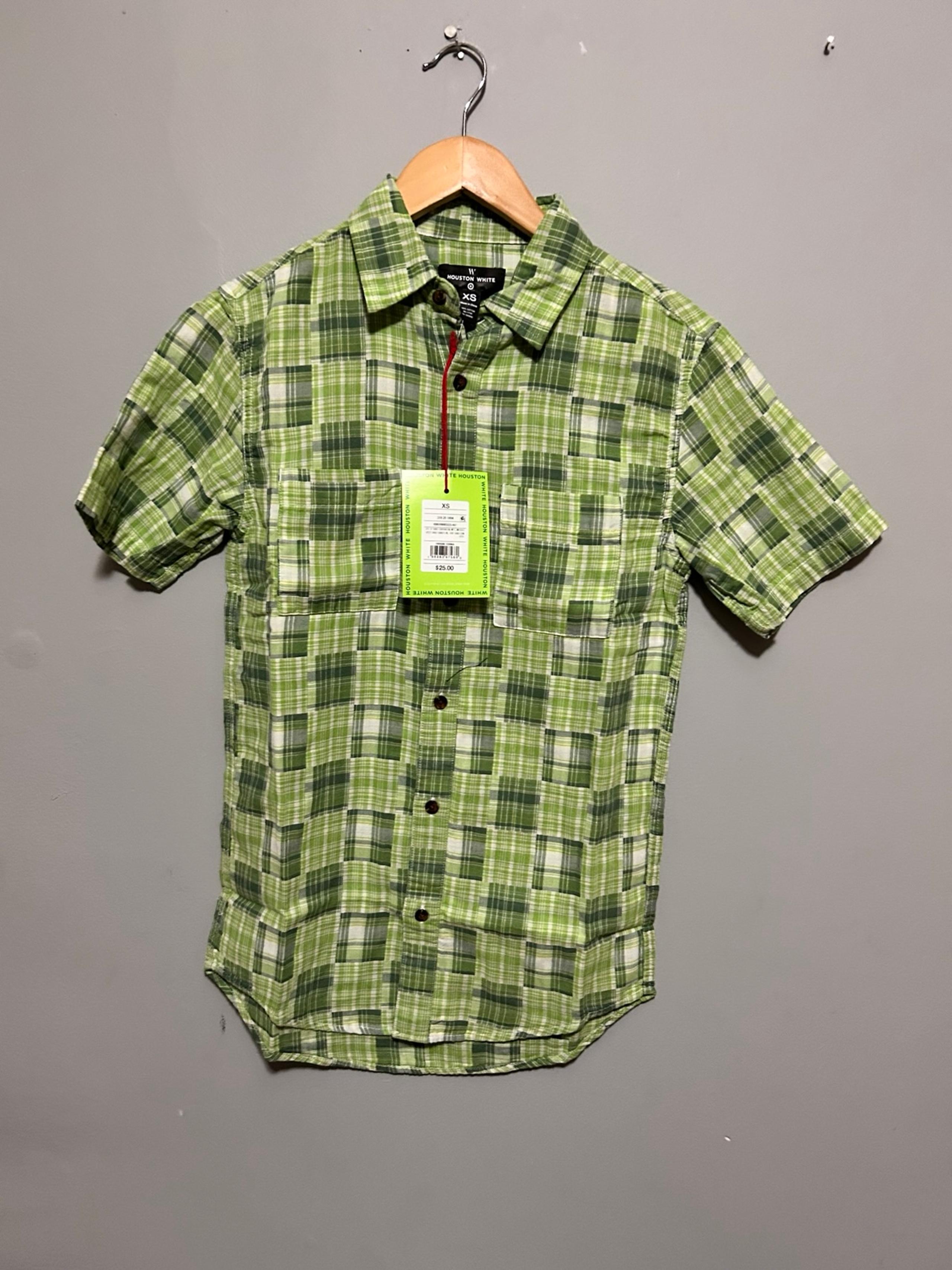 NWT Houston White Green Plaid Men's Shirt | Size: XS