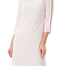 NWT. Ming Wang Floral Lace Hem Knit Sheath Dress Whisper Pink Size XS. Fits siz