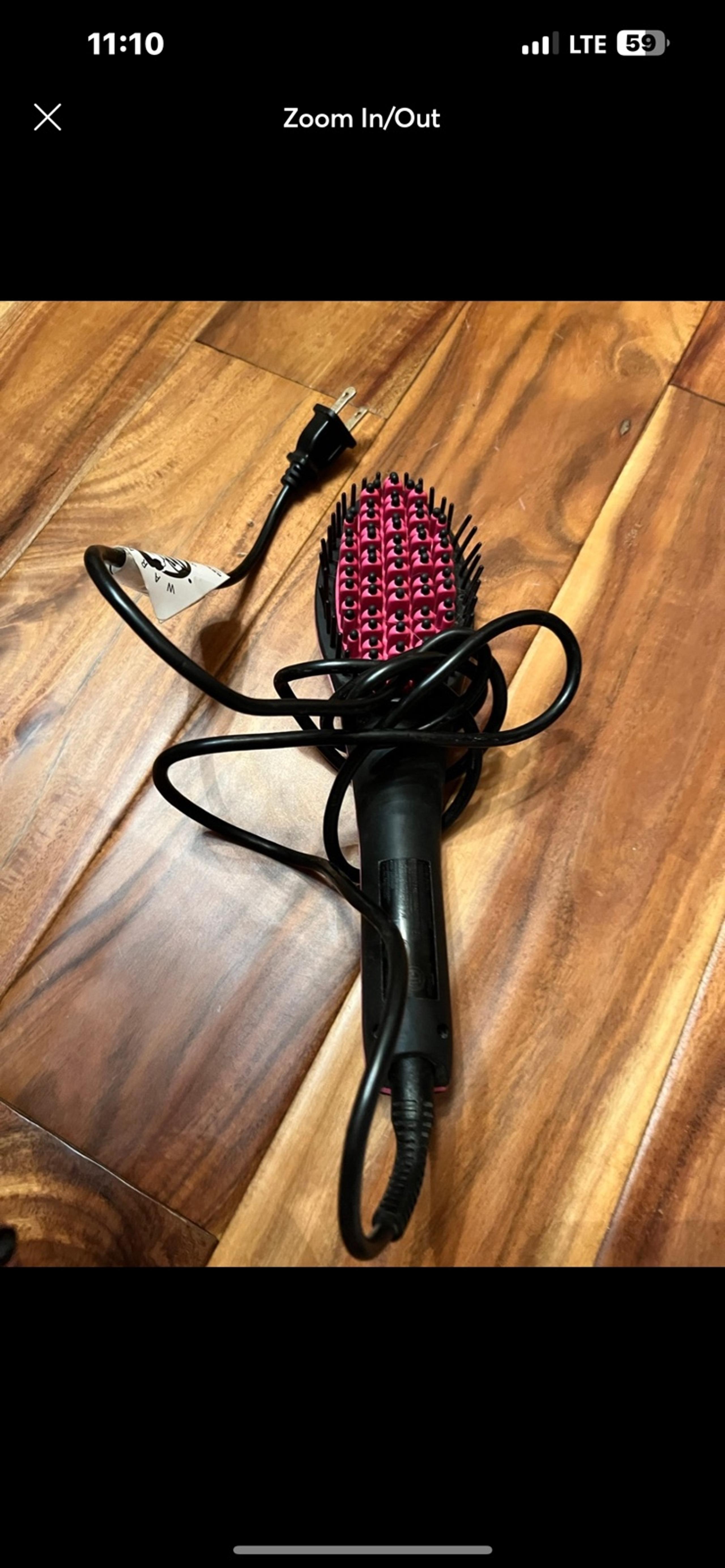 Simply Straight Black & Pink Ceramic Brush Hair Straightener - As Seen on TV