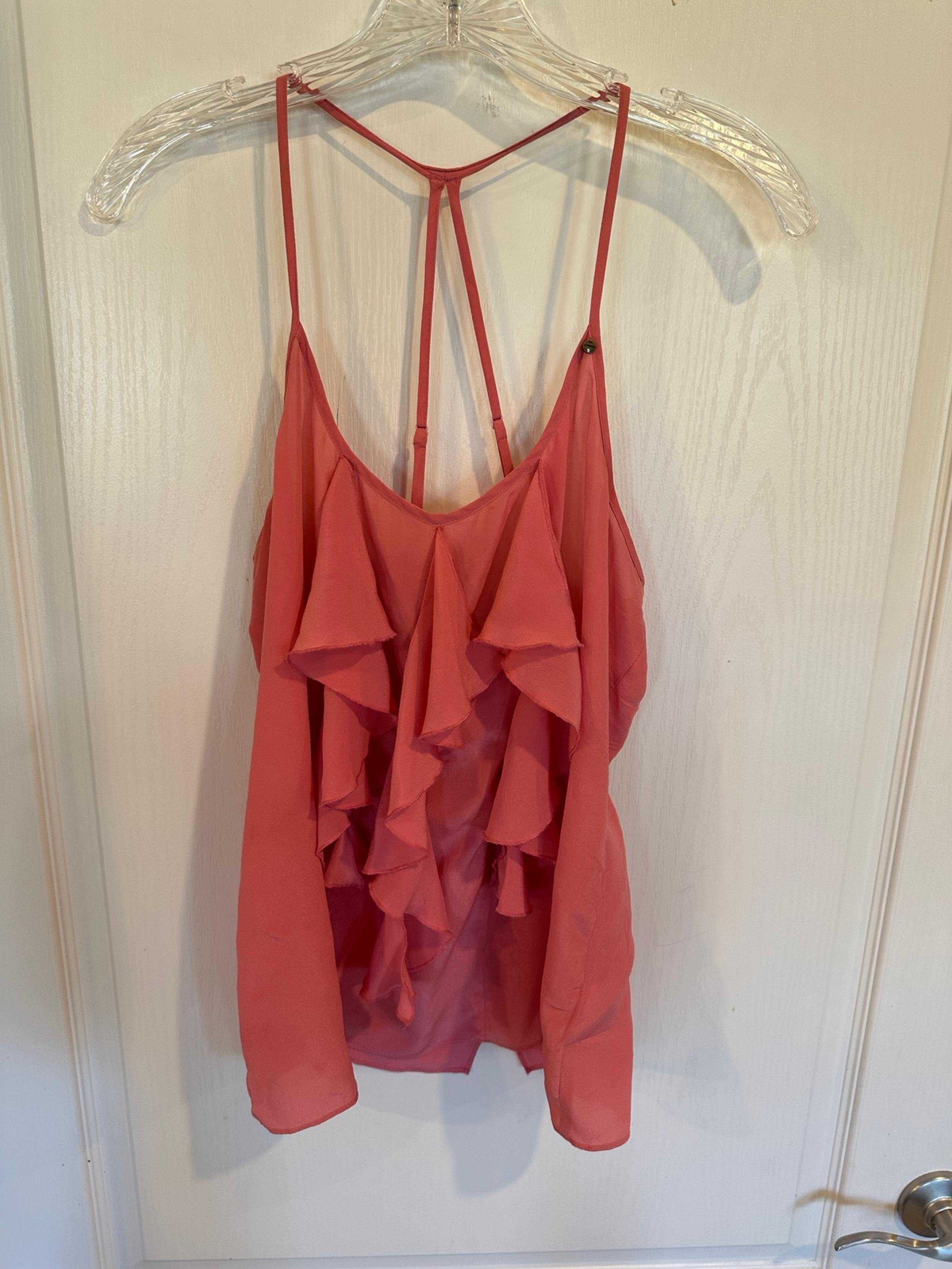 Guess vintage y2k women’s pink silk strappy back tank top size large