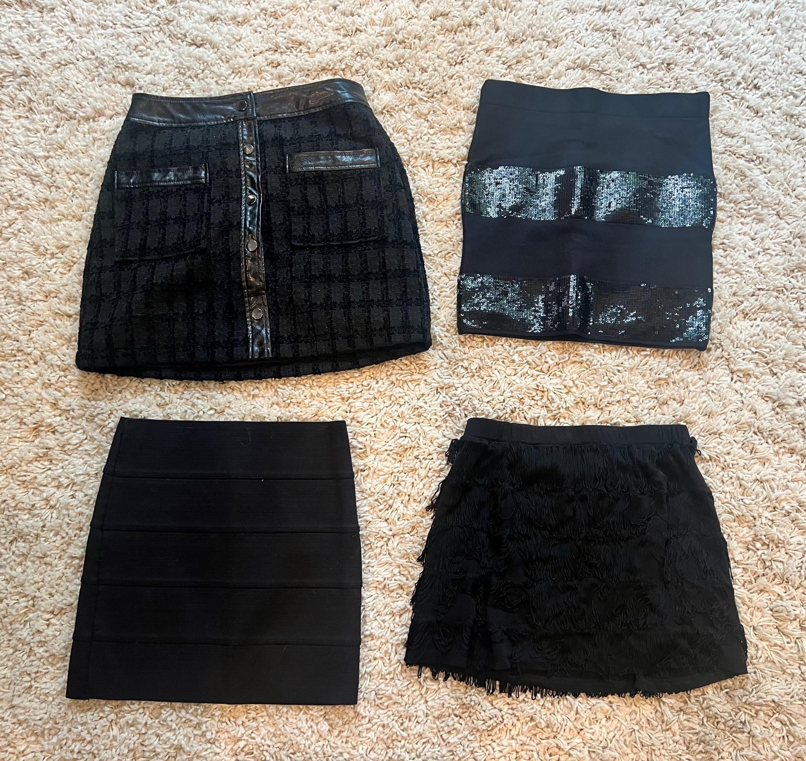 4 black mini skirts bundle size SMALL