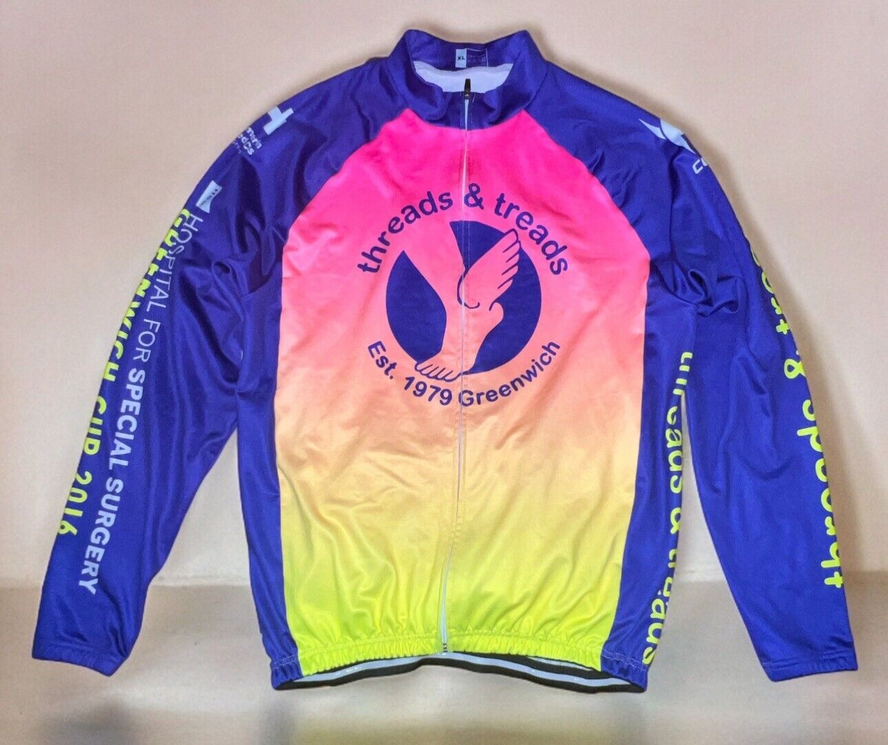 2016 Corsino Threads & Treads Long Sleeve Full Zip Cycling Jersey Jacket X-Large