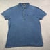 RRL Ralph Lauren Polo Shirt Mens XL Blue Indigo Garment Dyed Cotton Pocket