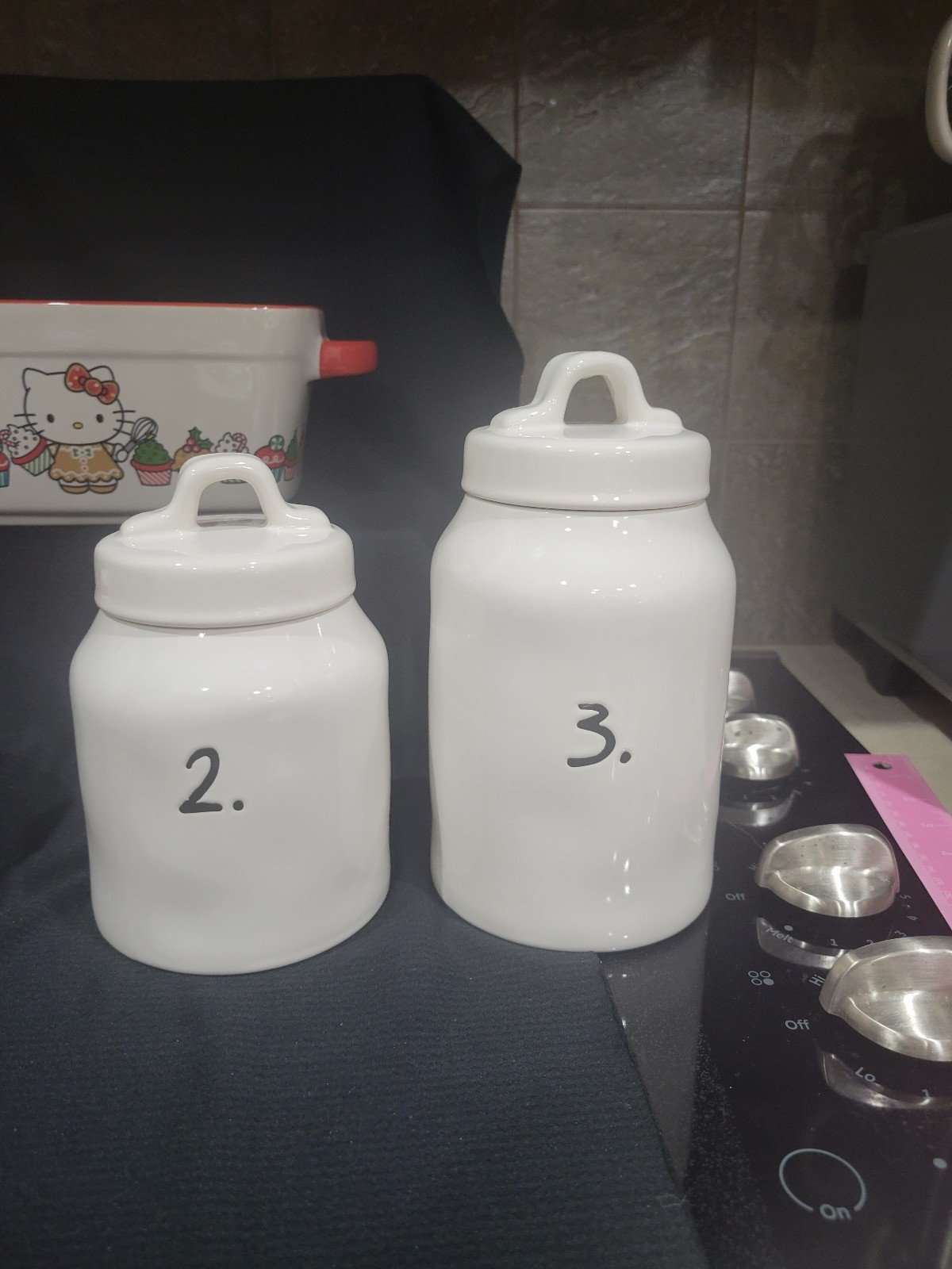 Rae Dunn Ivory Dimpled Canister set 2. & 3., bnwt!