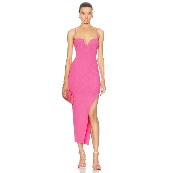Ser.o.ya Dominique Knit Midi Dress in Watermelon Small New Womens Knit Midi