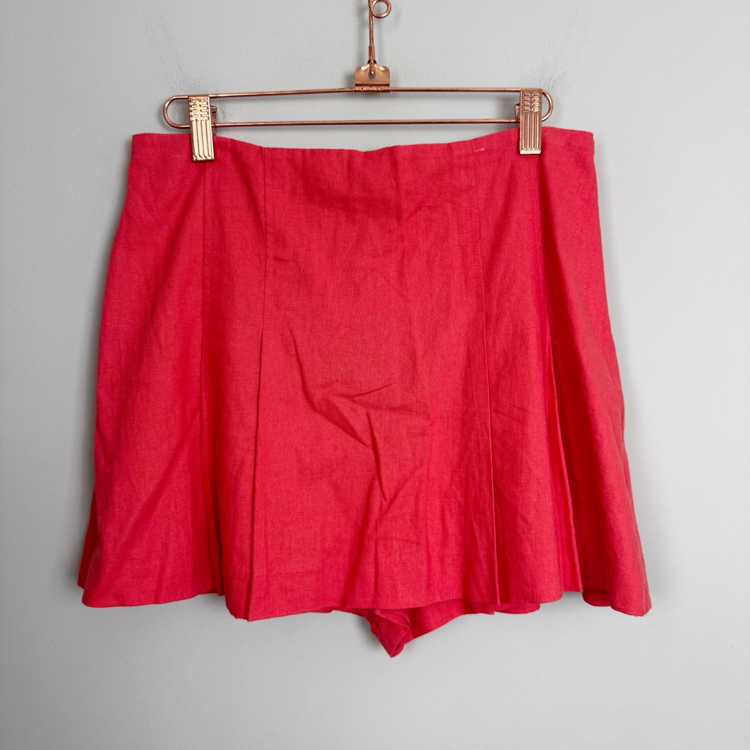 ZARA | NEW Coral Red Linen Skort Skirt with Shorts Women’s Size Medium