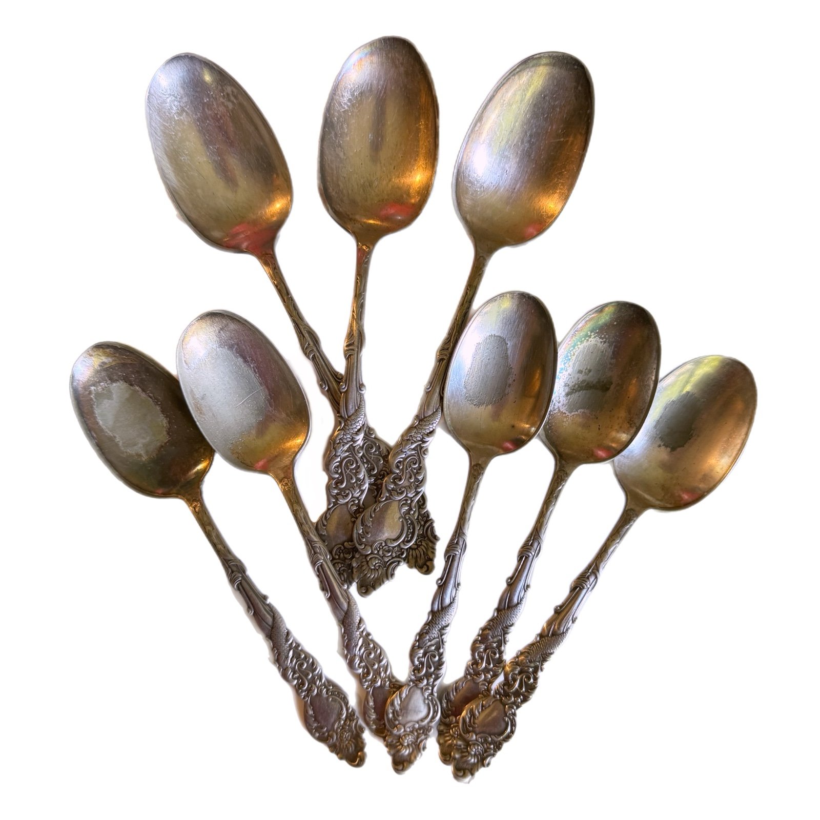Set of 8 Vintage 1847 columbia pattern Rogers Bros Spoons Teaspoons tablespoons
