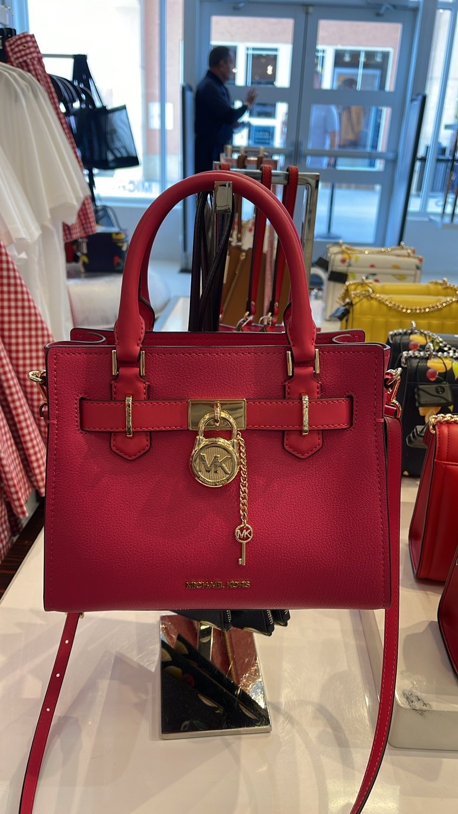Michael Kors Hamilton Small Satchel Shoulder Crossbody Bag Electric Pink NWT