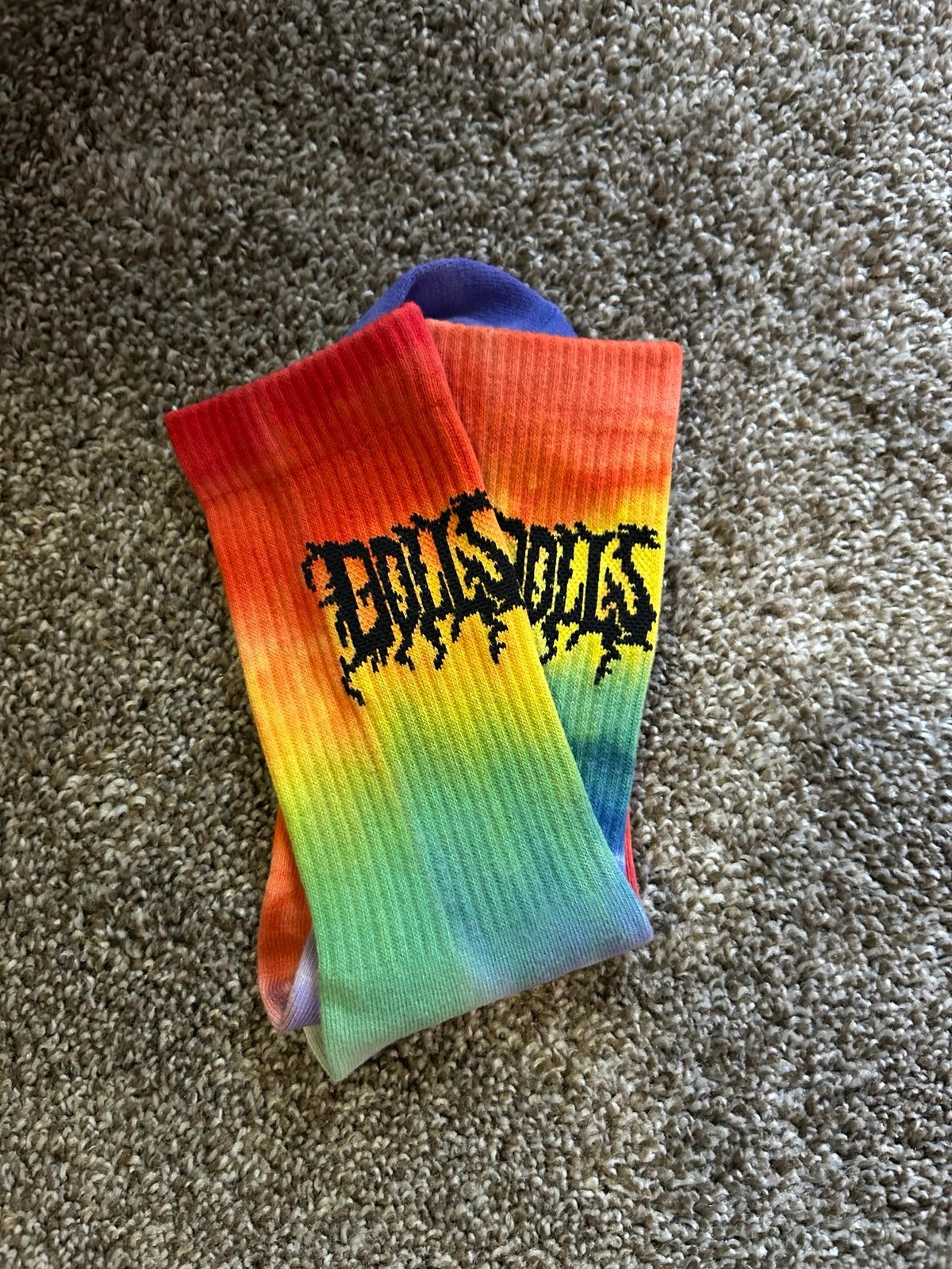 Dolls kill crew tie dye rainbow socks