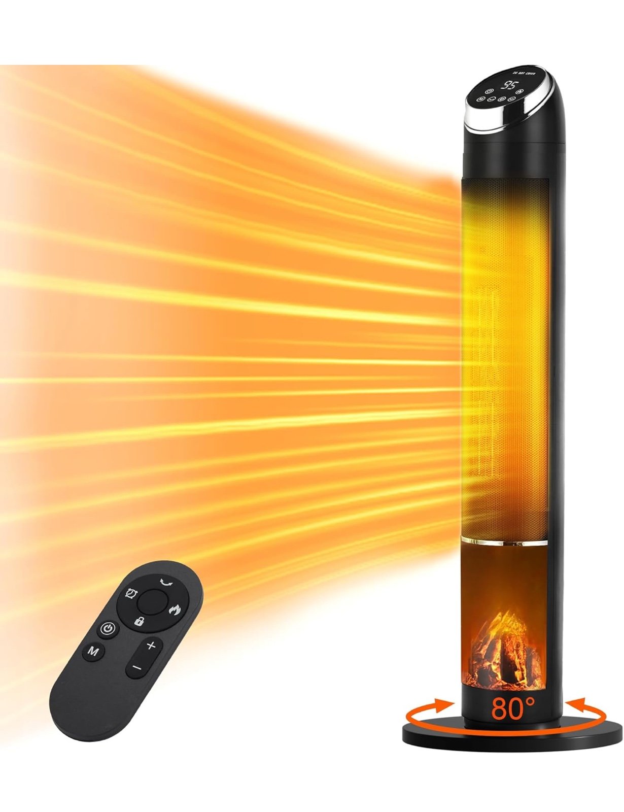 38 Space Heater for Large Room, 1500W Electric Fireplace Heaters Indoor Use wit