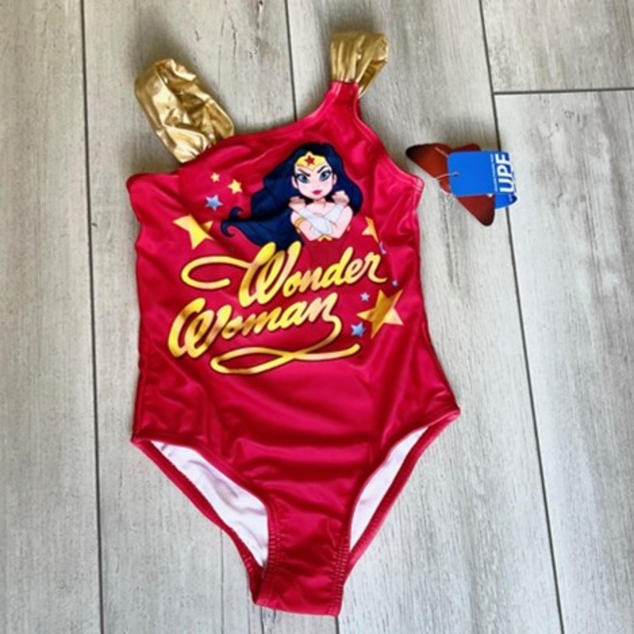 Girls toddler Wonder Woman red and gold one piece swim suit 2T