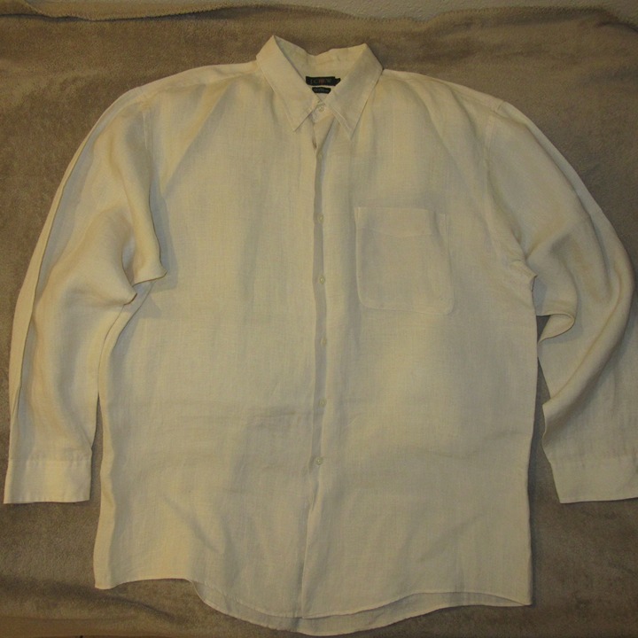 Vintage J. Crew 100% Linen Cream Button Up Shirt XL