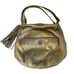Tory Burch Gold Leather Oversized Dean Hobo Bag Purse Large Metallic Tassel Gold