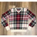 Vintage Polo Ralph Lauren Red GreenPlaid V-Neck Knit Sweater Sz. M Preppy Golf