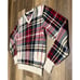 Vintage Polo Ralph Lauren Red GreenPlaid V-Neck Knit Sweater Sz. M Preppy Golf