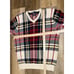 Vintage Polo Ralph Lauren Red GreenPlaid V-Neck Knit Sweater Sz. M Preppy Golf