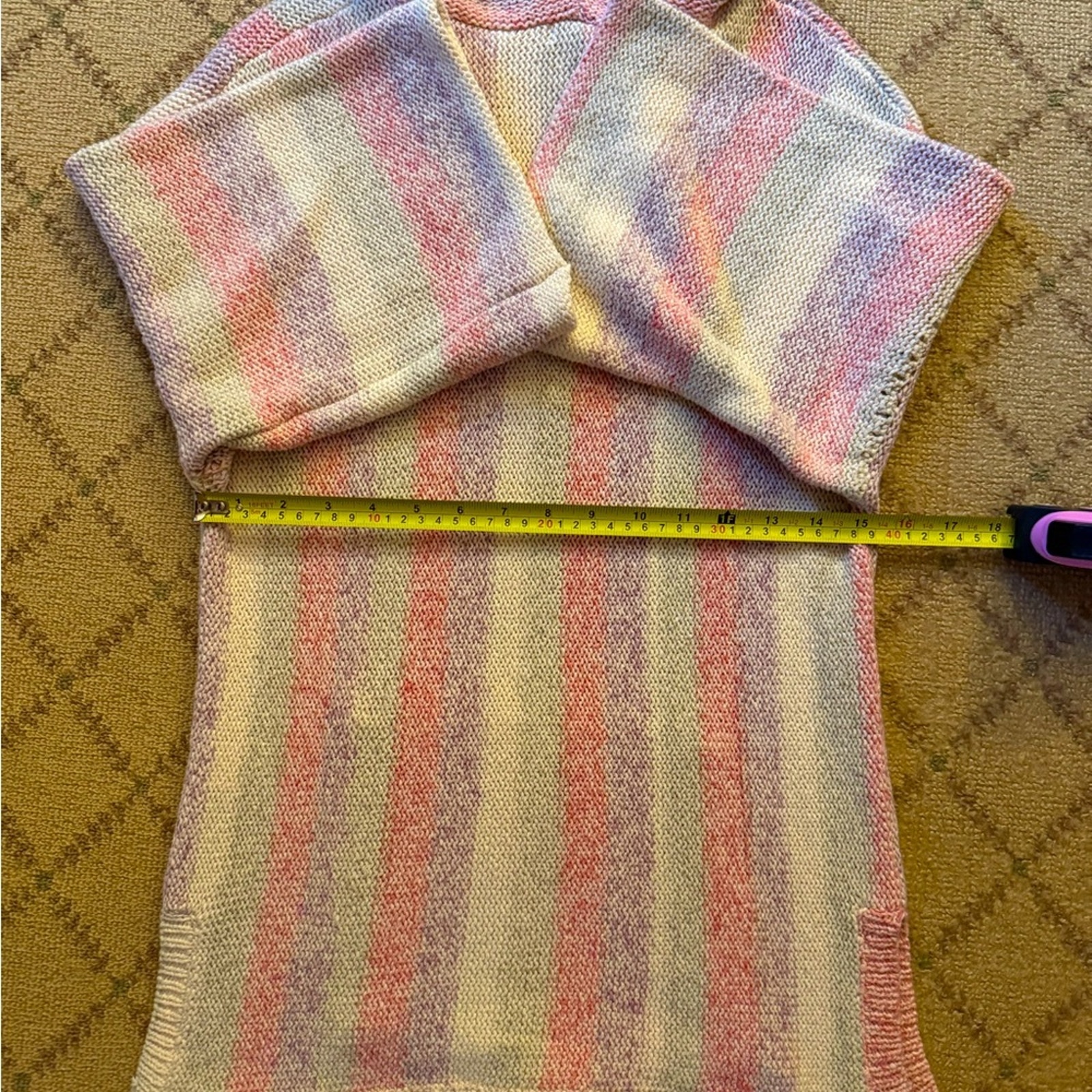 【BAON】[unisex] Mapeto Hood Stripe Knit Splendid pastel striped knit pullover tunic w hood, ties