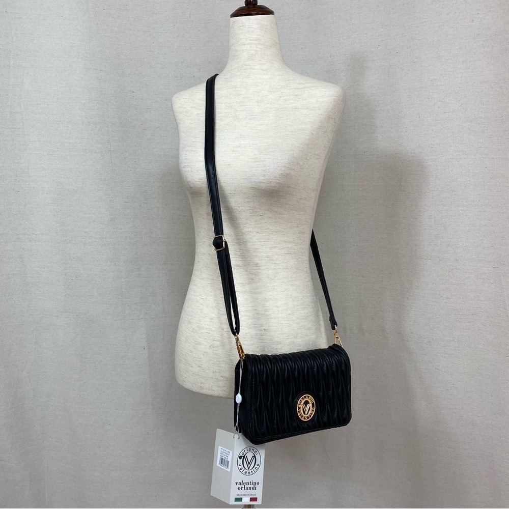 Valentino Orlandi Black Quilted Crossbody Mini Bag Purse