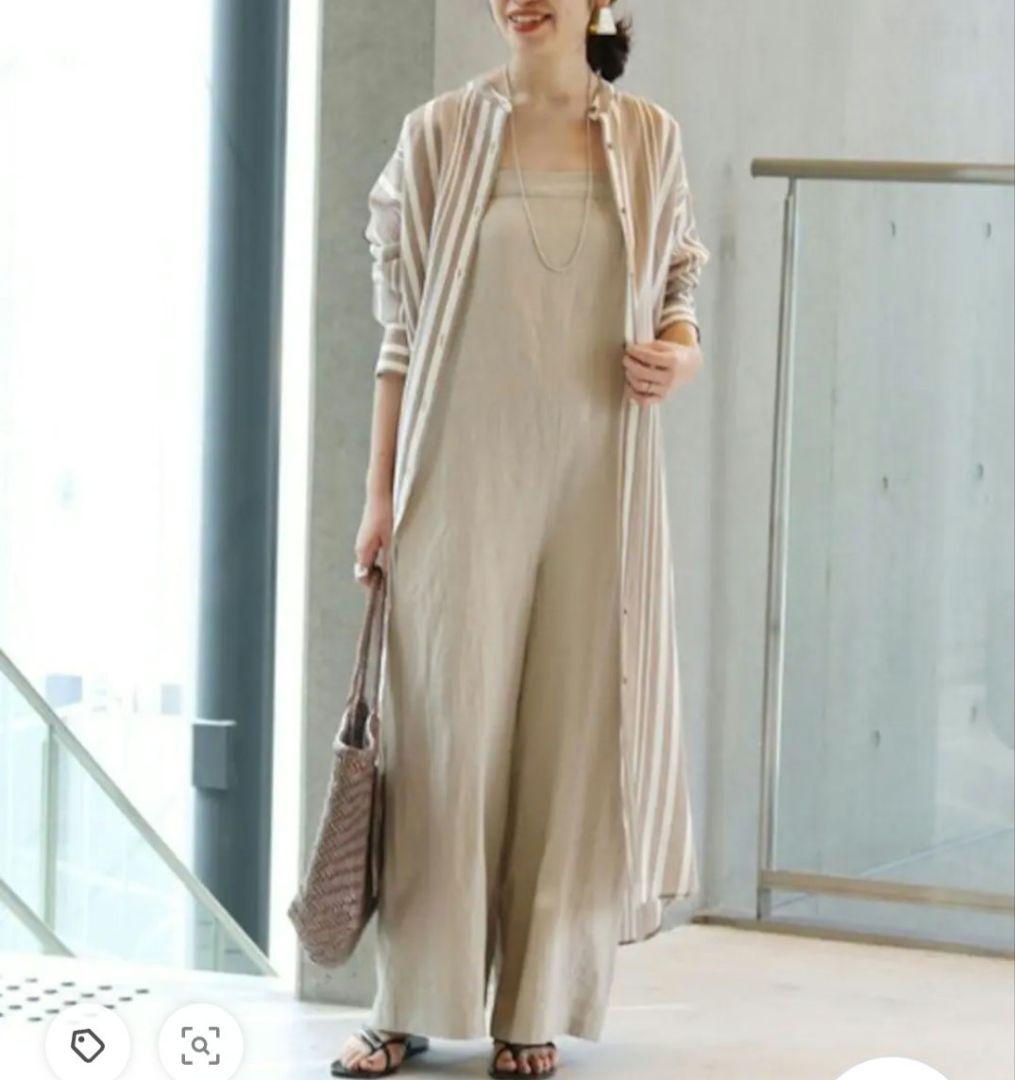 IENA Linen 100% Salopette Pants Jumpsuit Off-White Beige 36