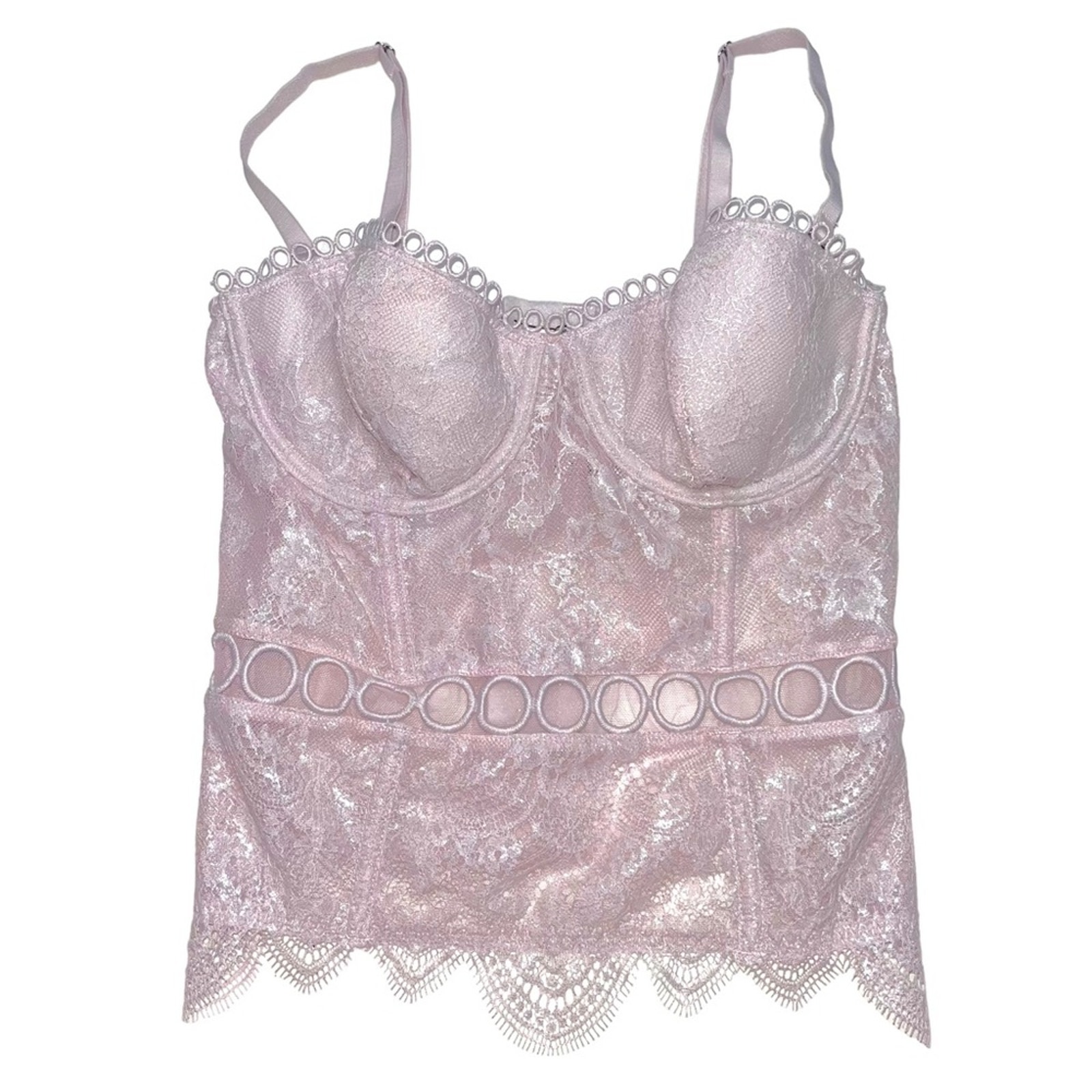Victoria’s Secret Shimmer Eyelash Lace Longline Corset Size 34B