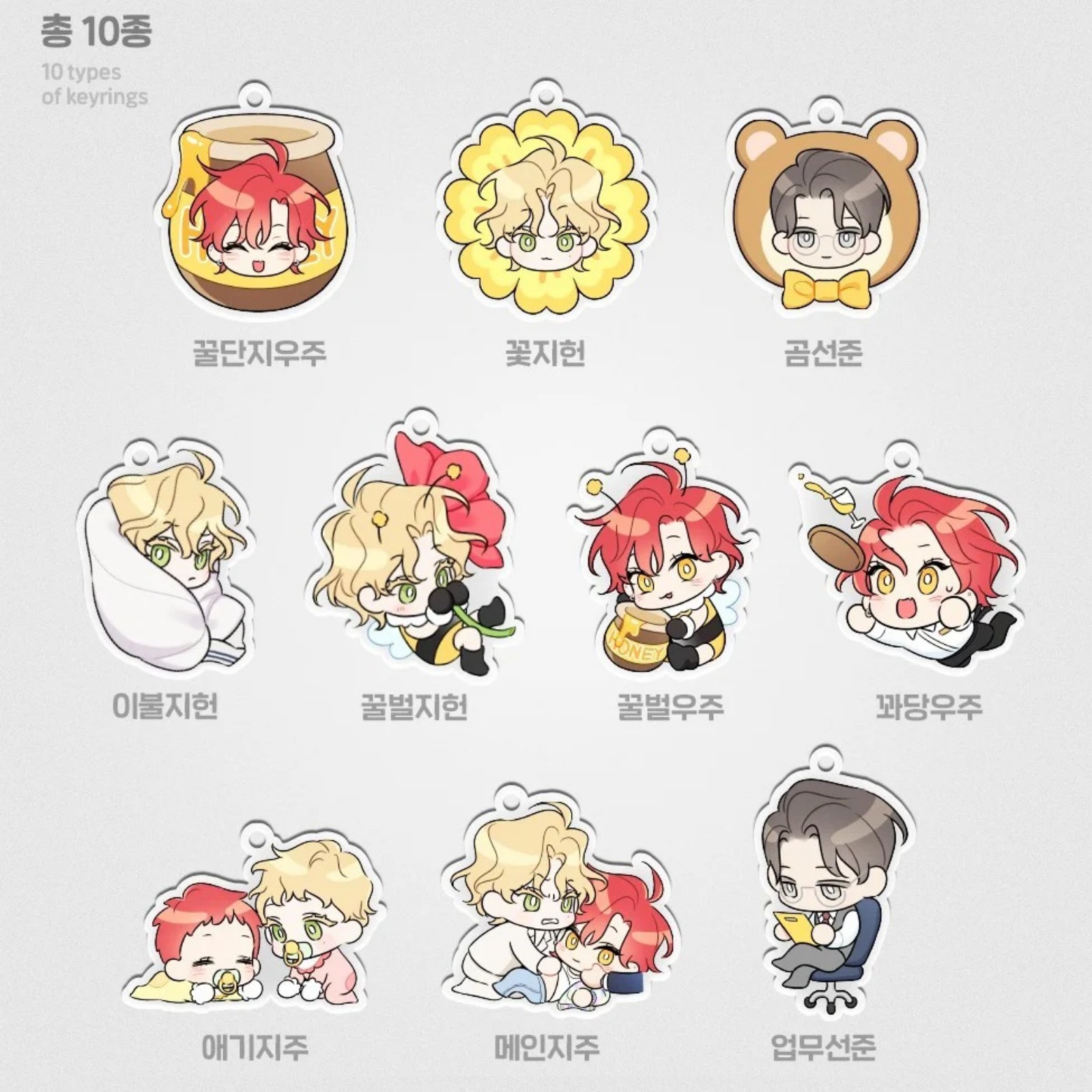 Honey Trouble Collection Keyring Keychain Full Set of 10 Bomtoon Lezhin Manhwa