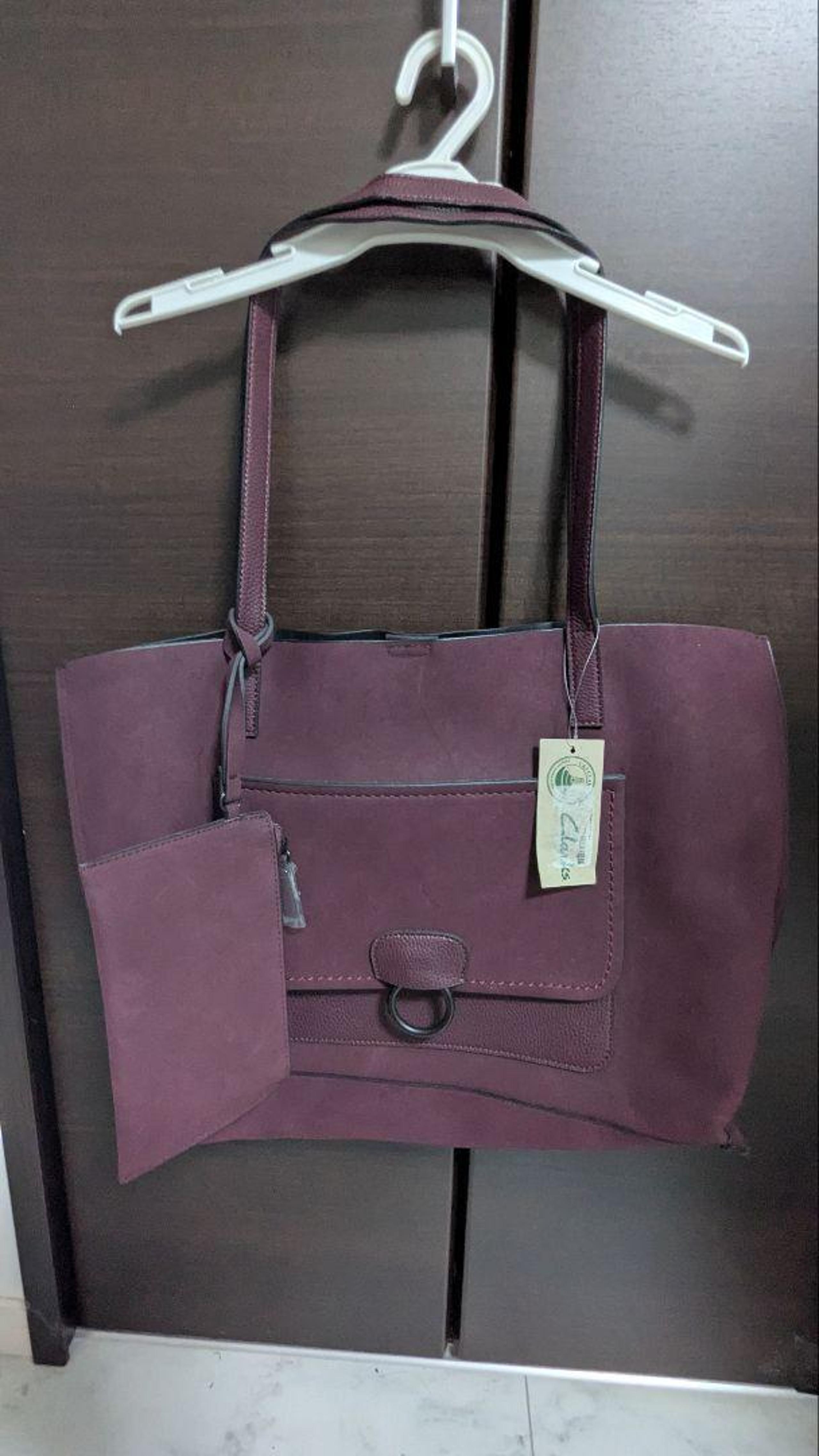Clarks Wine Red Suede-like Shoulder Bag