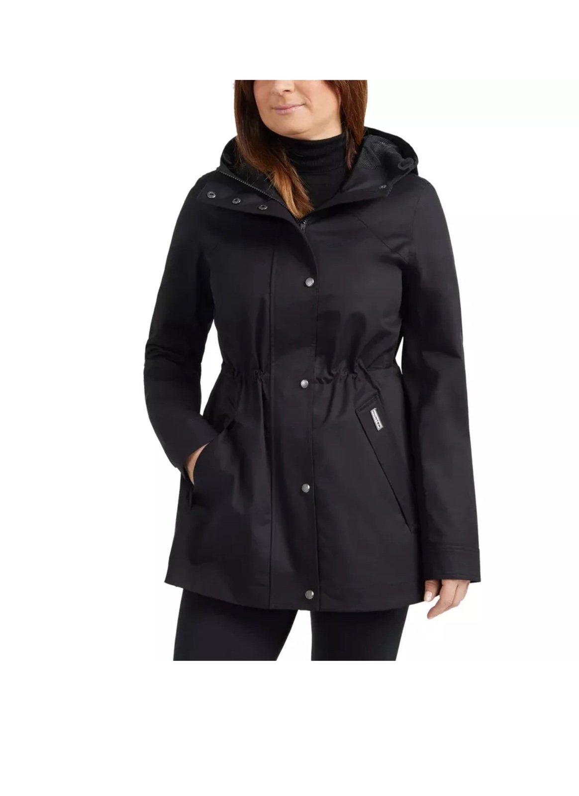 NWT Hunter Ladies Water Resistant Cotton Smock Rain Jacket Black size Large Raincoat
