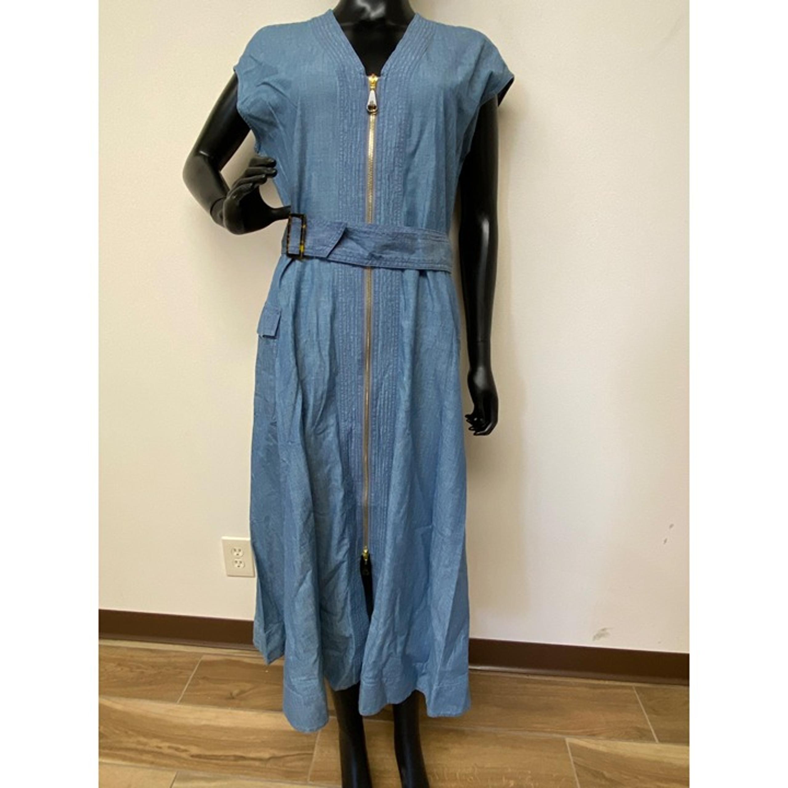 Lauren Ralph Lauren Women's Belted Zip Denim Cap Sleeve Dress Size 12 NWT