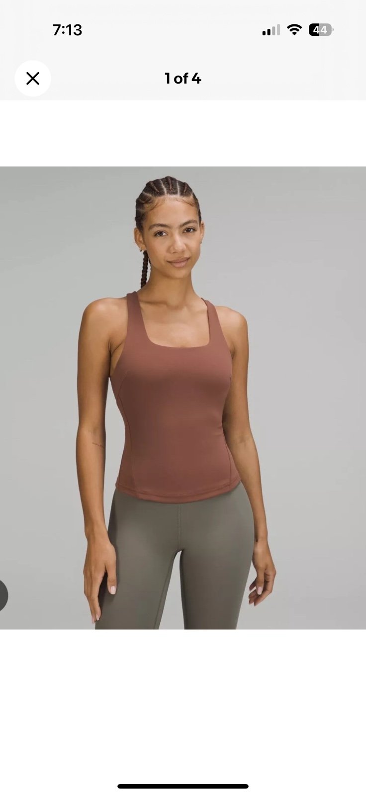 Lululemon Women's Instill Tank Crop Built In Bra Size 6 RTDB Roasted Brown