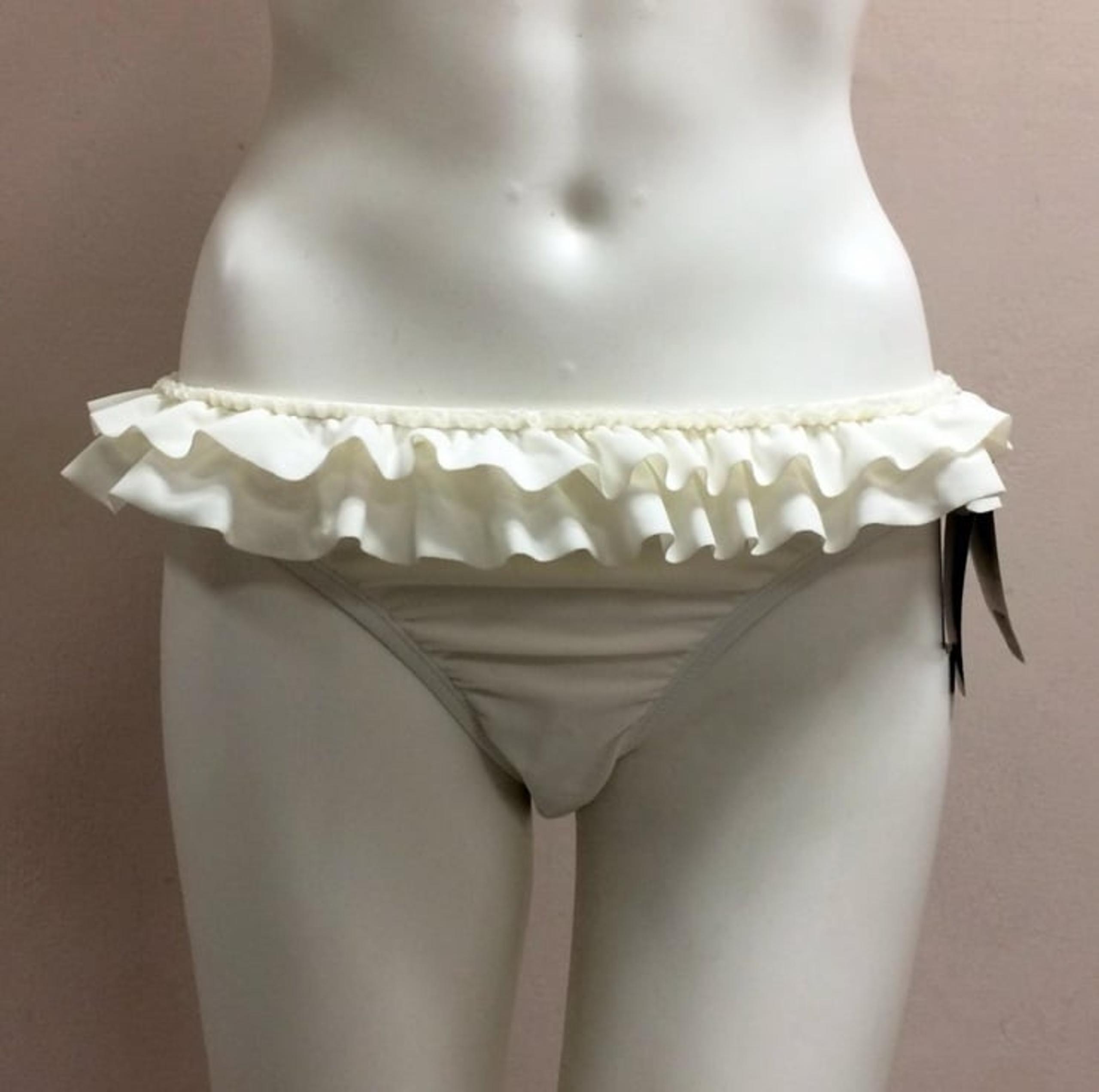 NWT ABS Allen Schwartz White Ruffle Bikini Bottoms