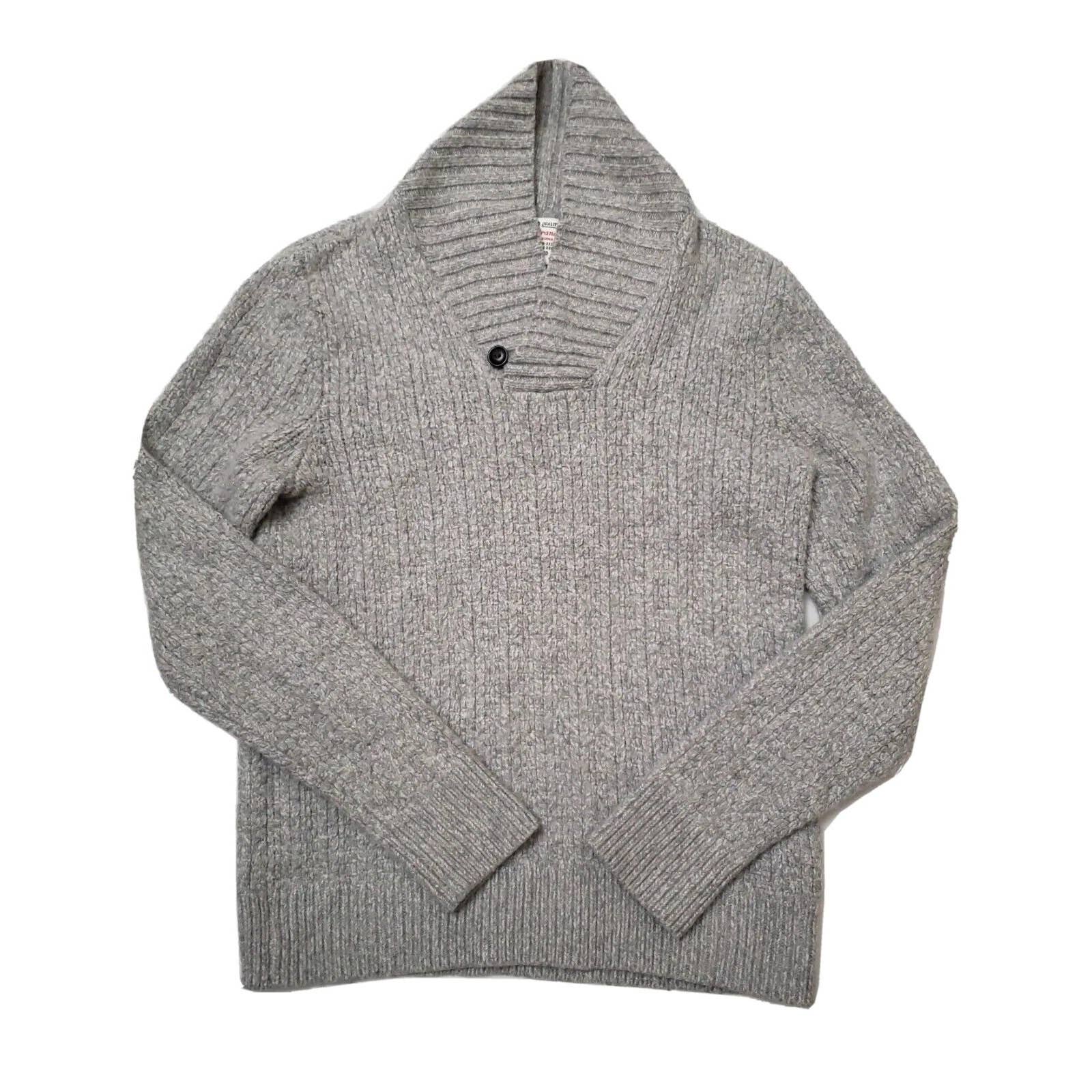 Lucky Brand Vintage Handcrafted Shawl Collar Heavy Wool Cashmere Blend Sweater M