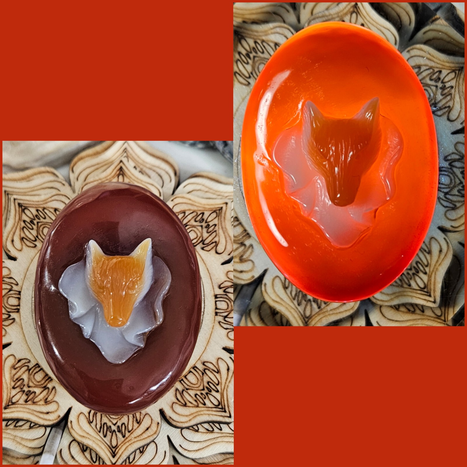 Enchanting Red/Orange Agate Fox Carving