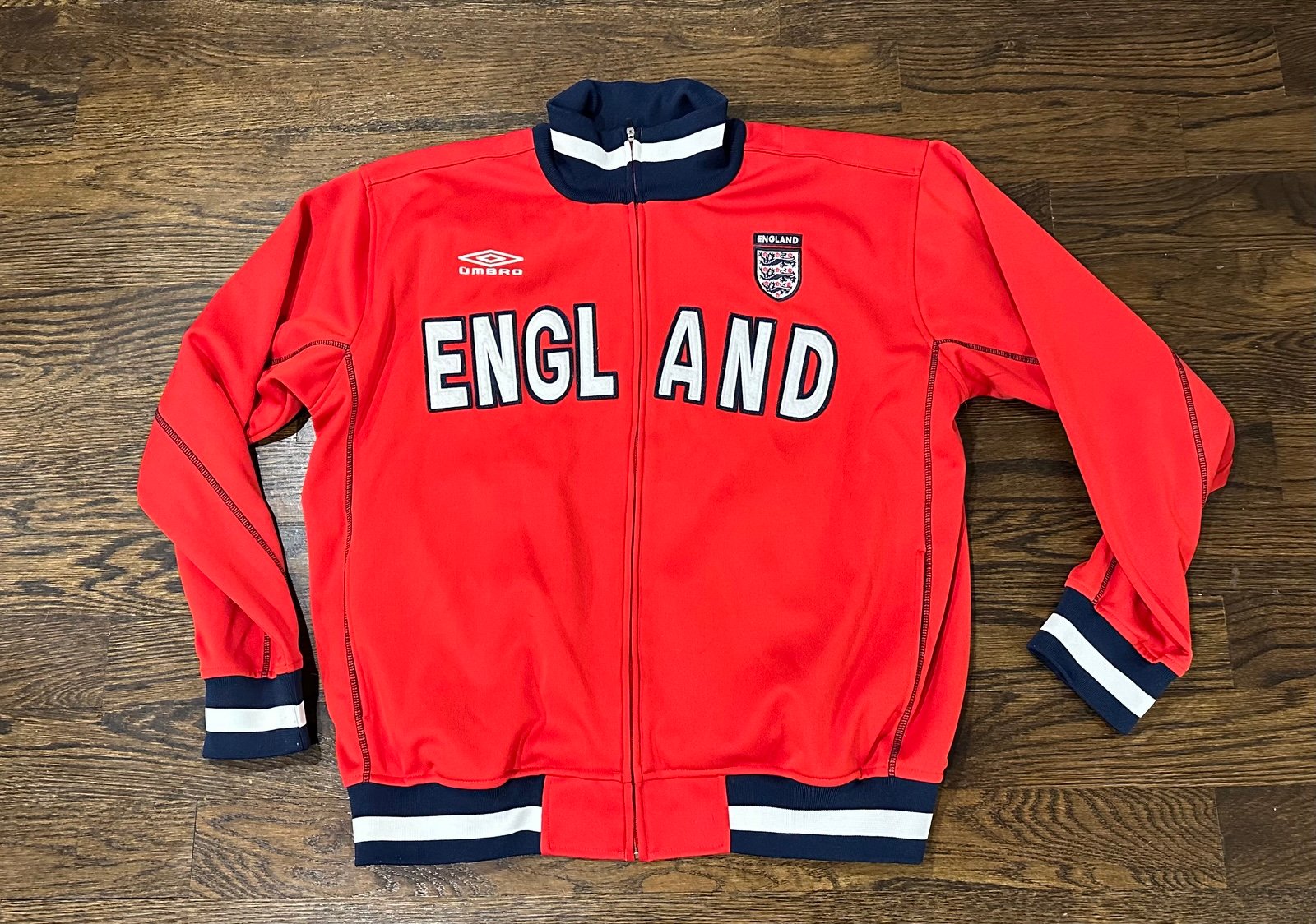Vintage Umbro England National Soccer - Red Full Zip Track Jacket 2XL