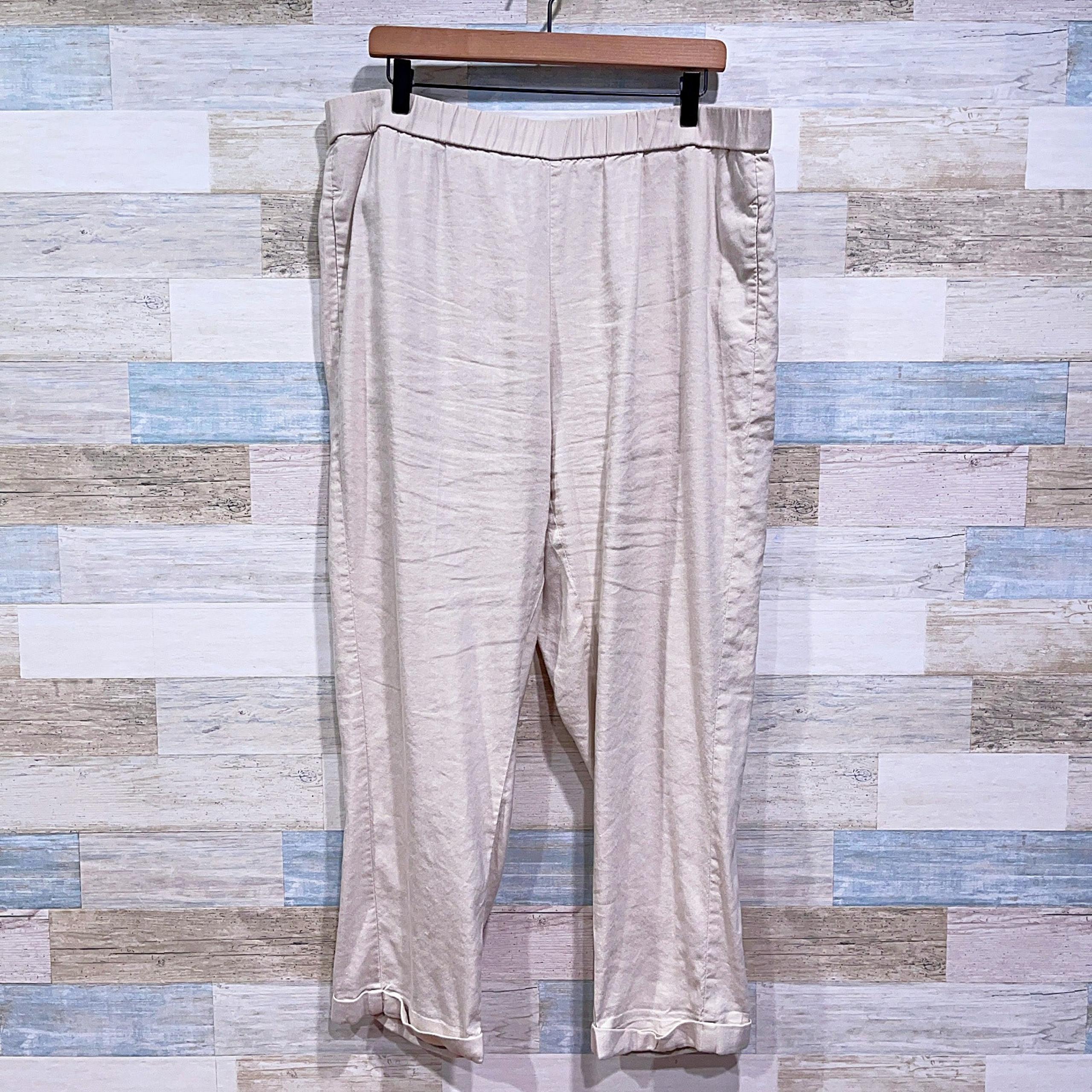 J Jill Linen Stretch Tapered Pull On Pants Beige High Rise Womens Plus Size 2X