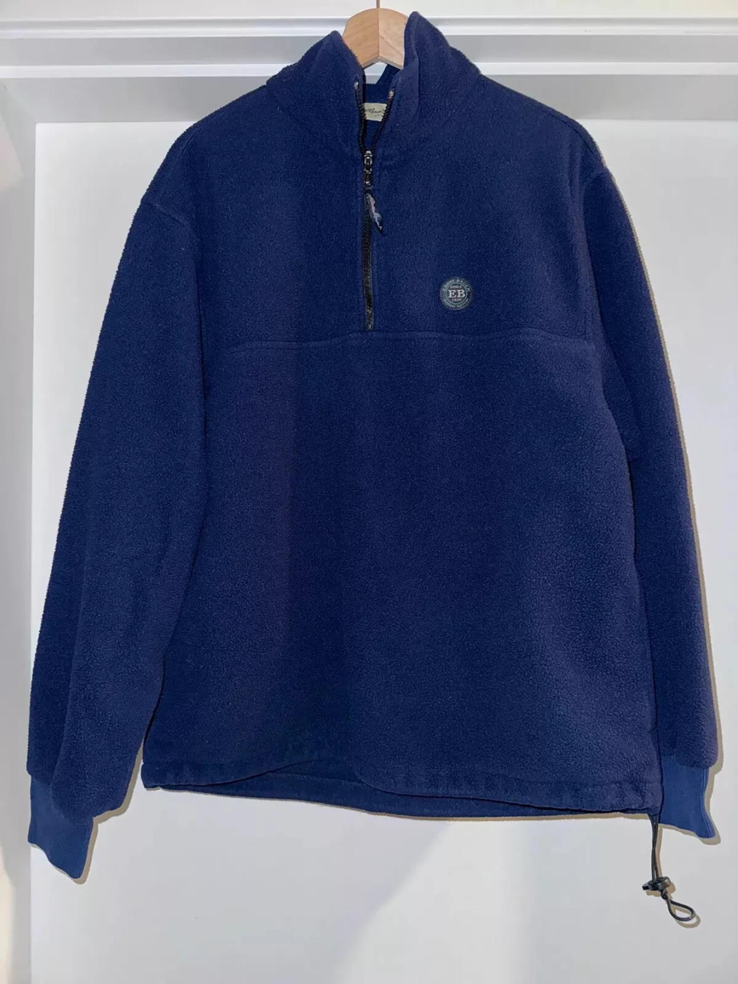 Vintage Eddie Bauer Sweater Mens Large Quarter Zip Pullover Blue Fleece Jacket