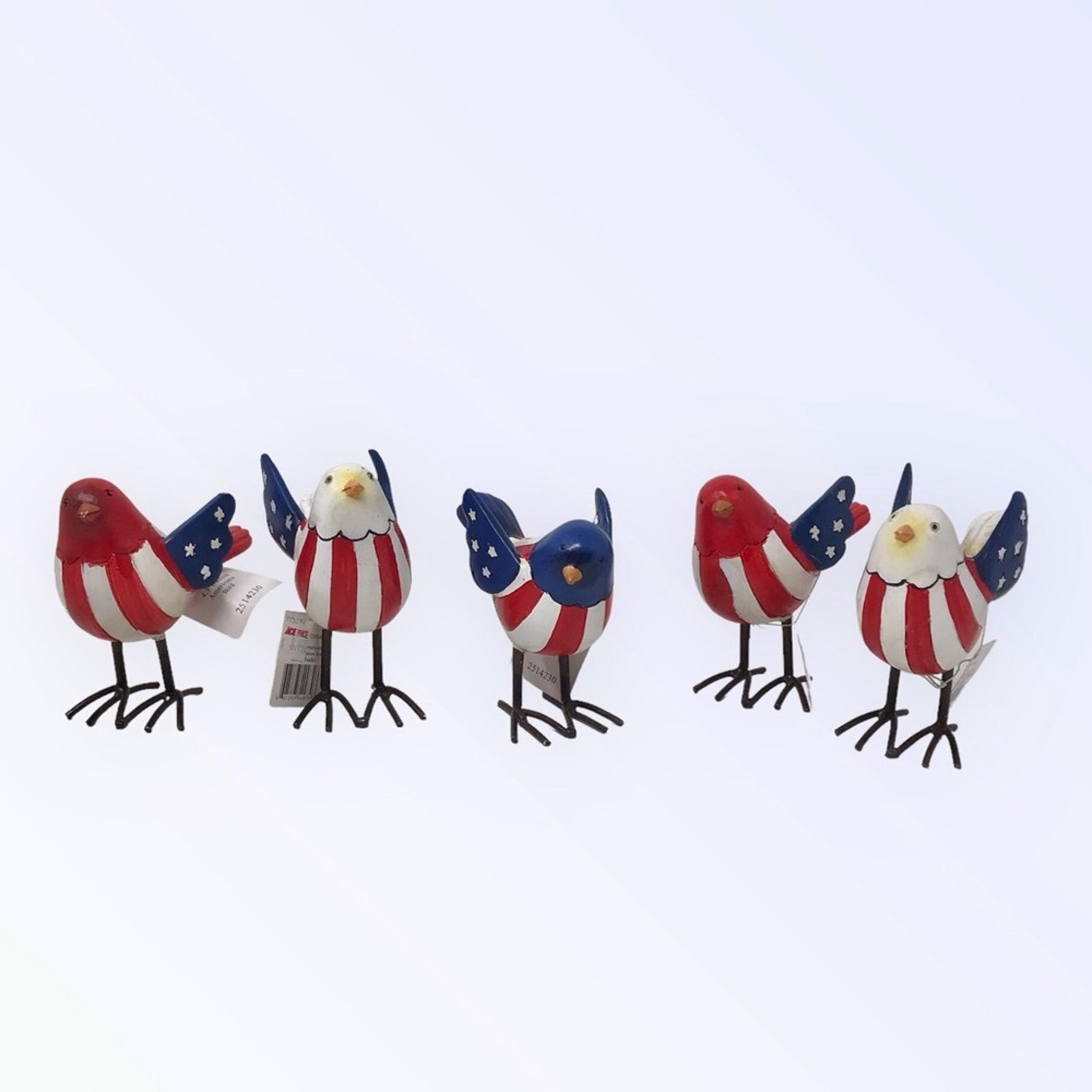 Americana NWT Set 5 Bird Resin Figurines Patriotic American Flag by Gerson