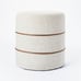 Catalina Round Ottoman Cream with Leather Piping Threshold designed Studio McGee