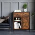 NEW Bathroom Storage Cabinet w/ Double Sliding Doors 1 Big Drawer, Rustic Brown