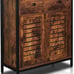 NEW Bathroom Storage Cabinet w/ Double Sliding Doors 1 Big Drawer, Rustic Brown