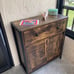 NEW Bathroom Storage Cabinet w/ Double Sliding Doors 1 Big Drawer, Rustic Brown