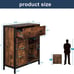 NEW Bathroom Storage Cabinet w/ Double Sliding Doors 1 Big Drawer, Rustic Brown
