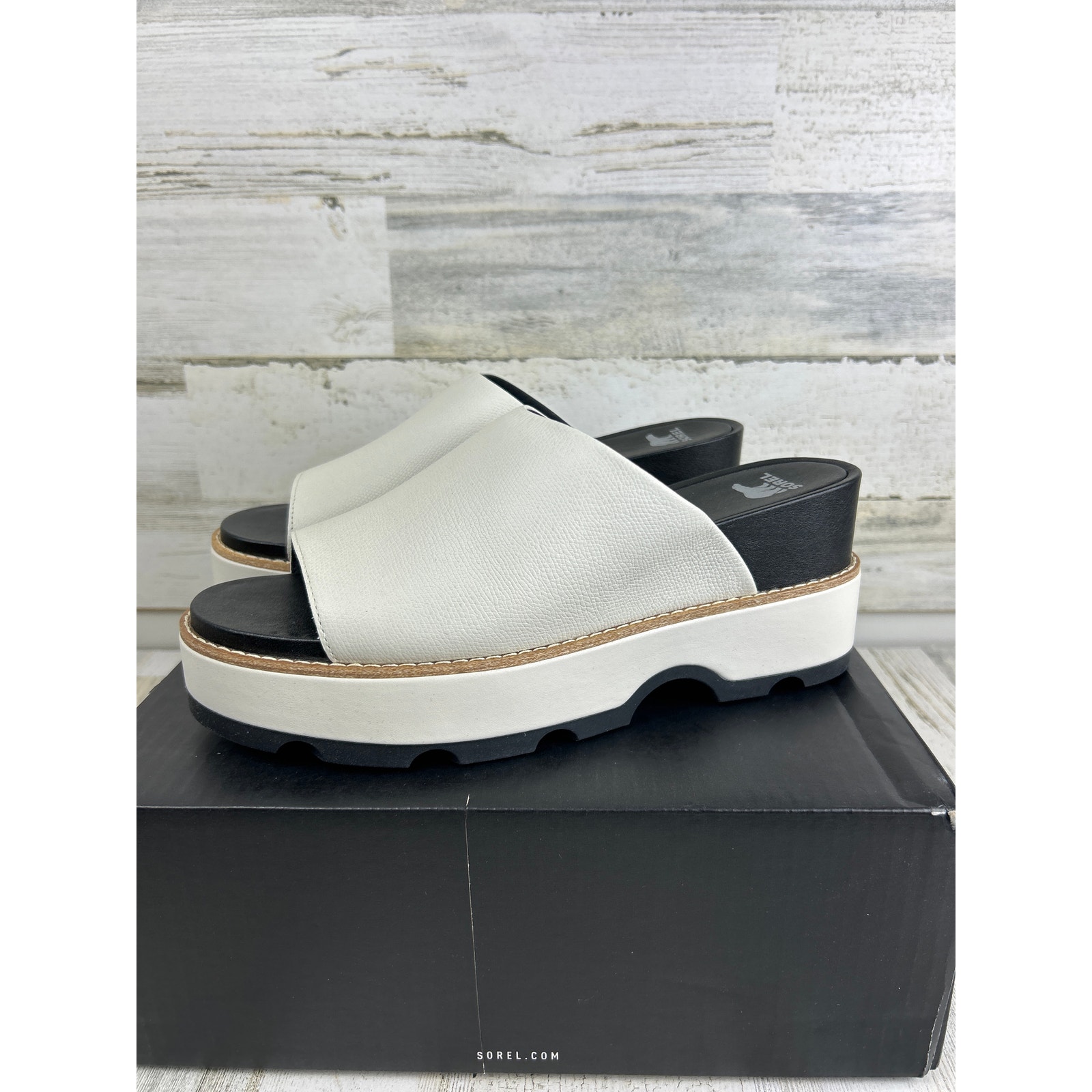 Sorel Joanie iv leather slide wedge cream new womens 11 sandal
