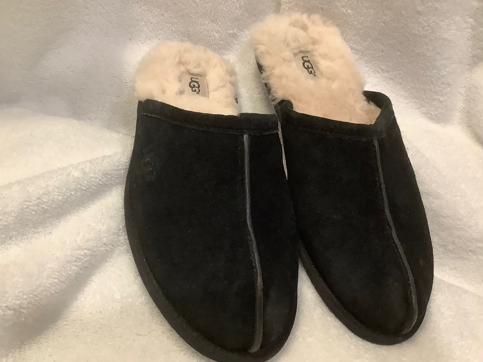 UGG Australia Uggs Scuff Slipper Black Sheepskin Shoes Mens US 10 EU 43.