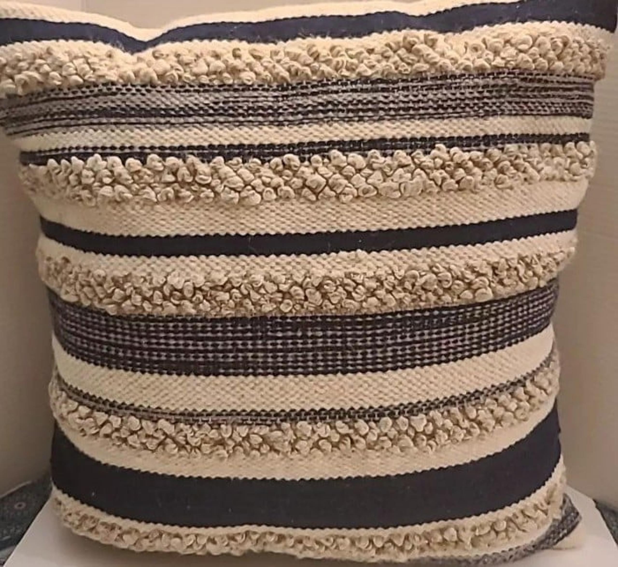 Magnolia Home by Joanna Gaines - Zander Navy  Square Pillow, Pre-owned.
