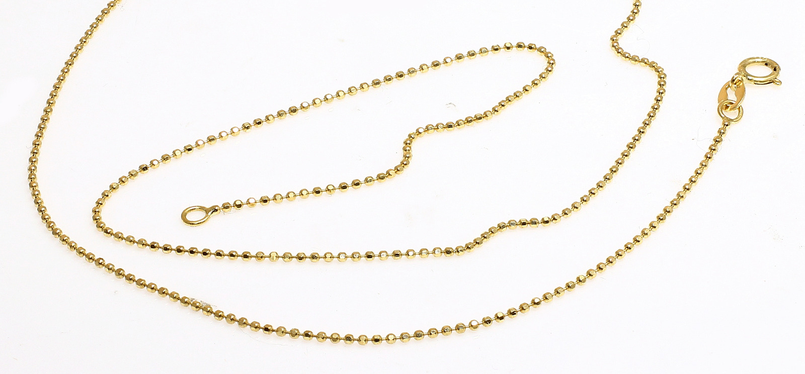 18K Solid gold sparkling diamond cut bead necklace CHAIN (18 )